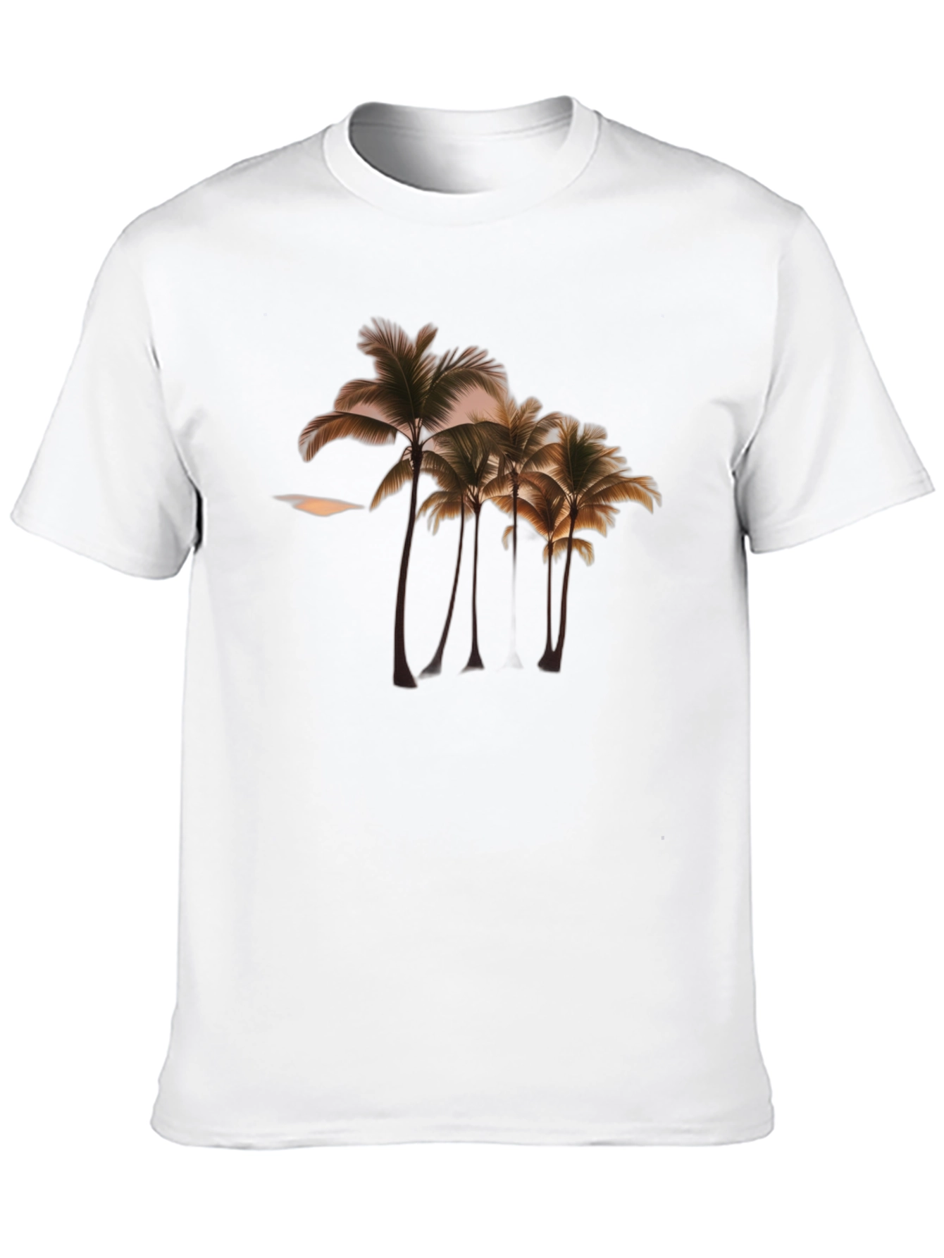 Camiseta Negra con Diseño de Palmeras Tropicales