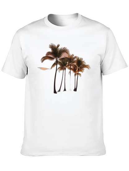Camiseta Negra con Diseño de Palmeras Tropicales