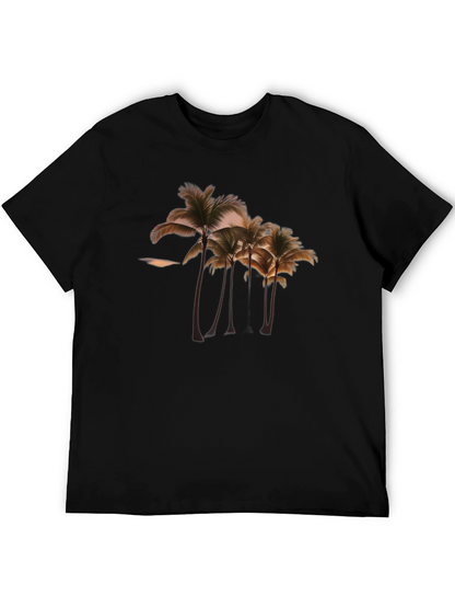 Camiseta Negra con Diseño de Palmeras Tropicales