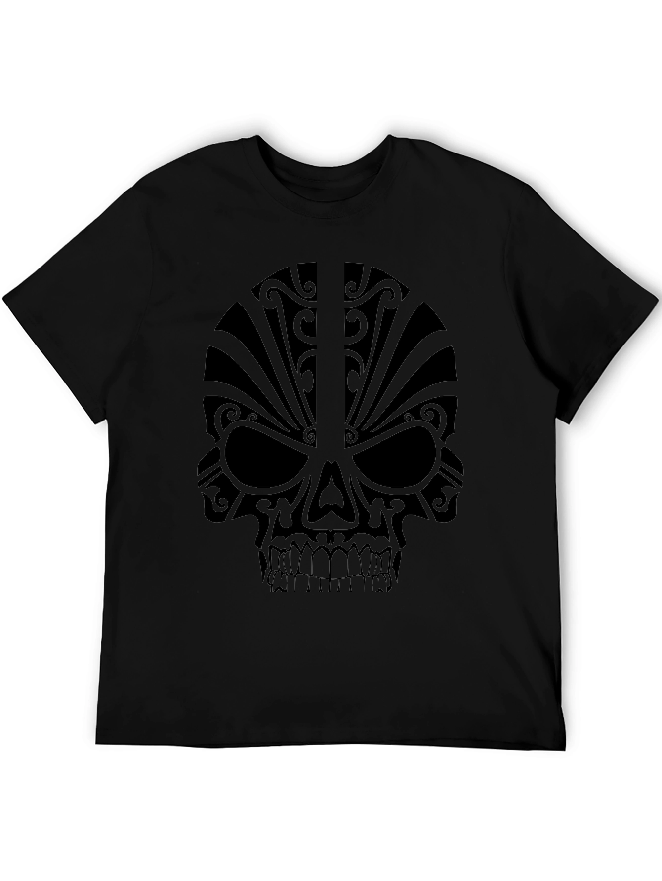 Camiseta Negra Calavera Tribal Hombre