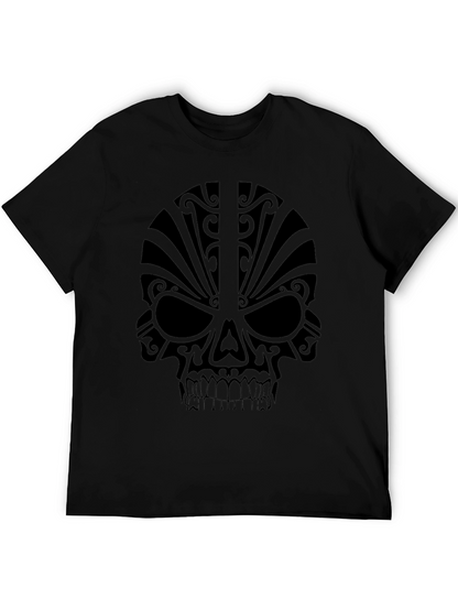 Camiseta Negra Calavera Tribal Hombre