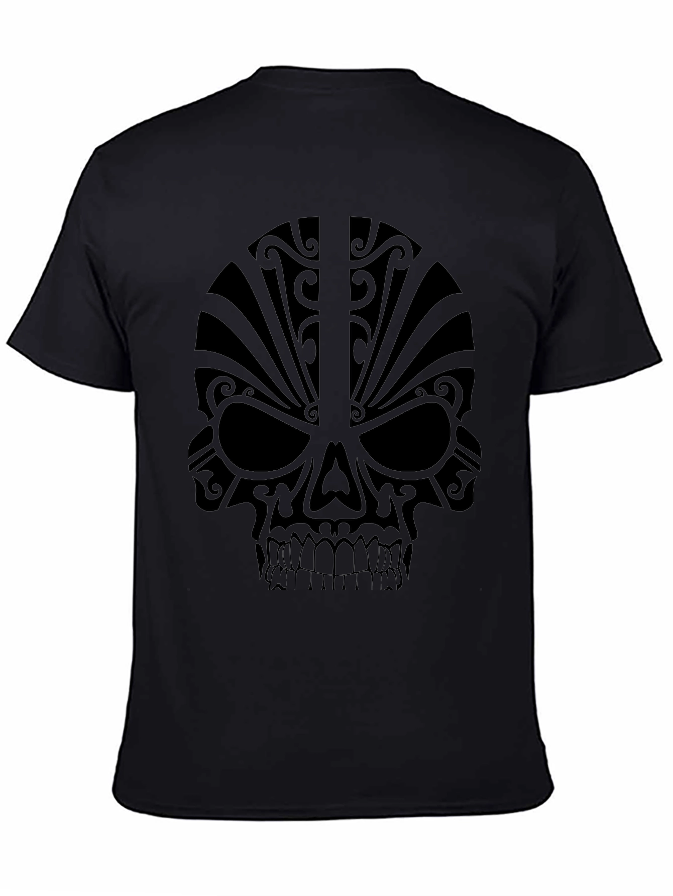 Camiseta Negra Calavera Tribal Hombre