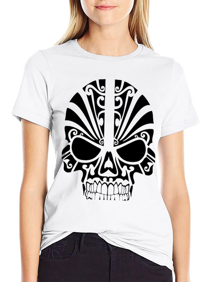 Camiseta Negra Calavera Tribal Hombre