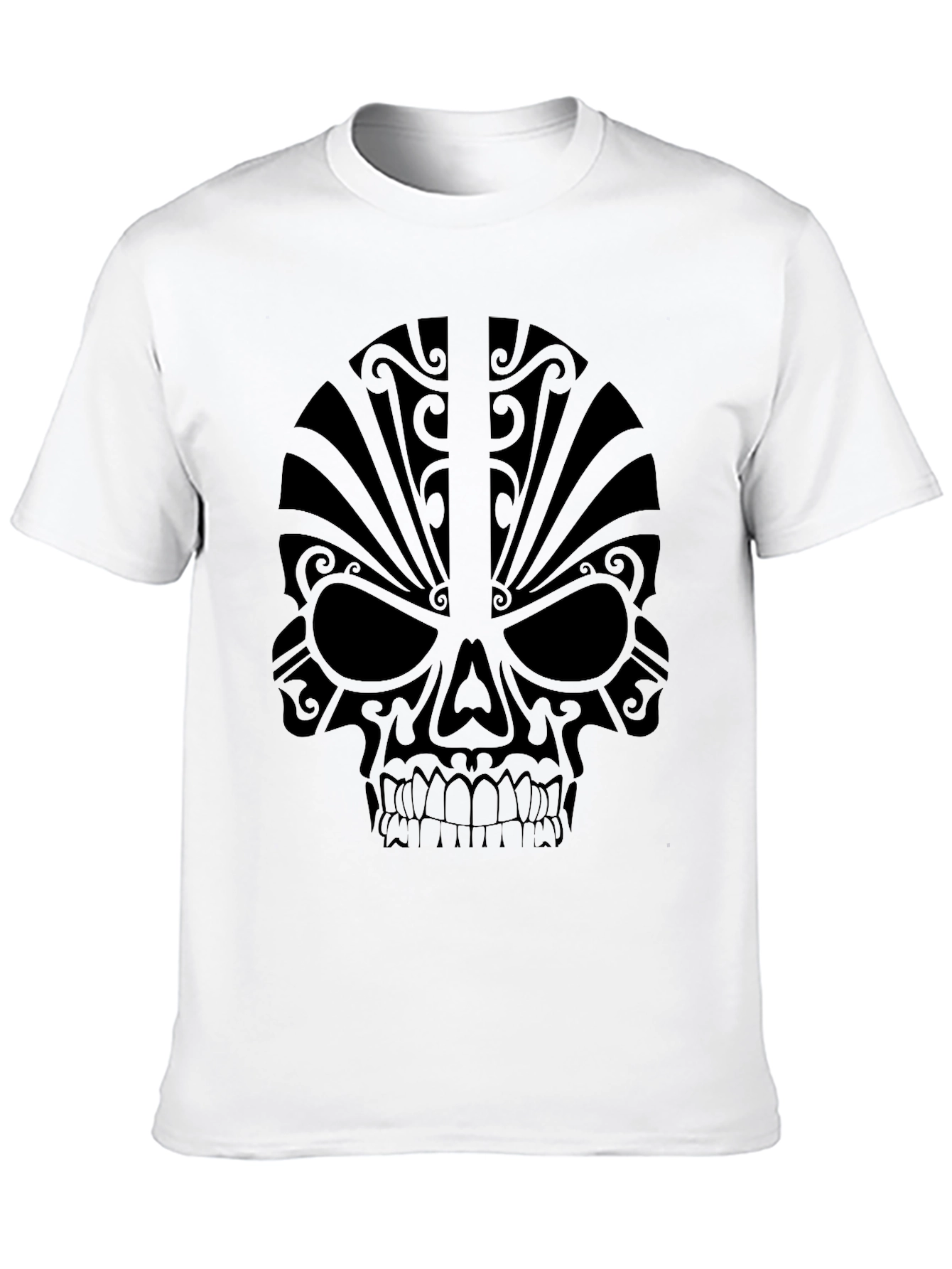 Camiseta Negra Calavera Tribal Hombre