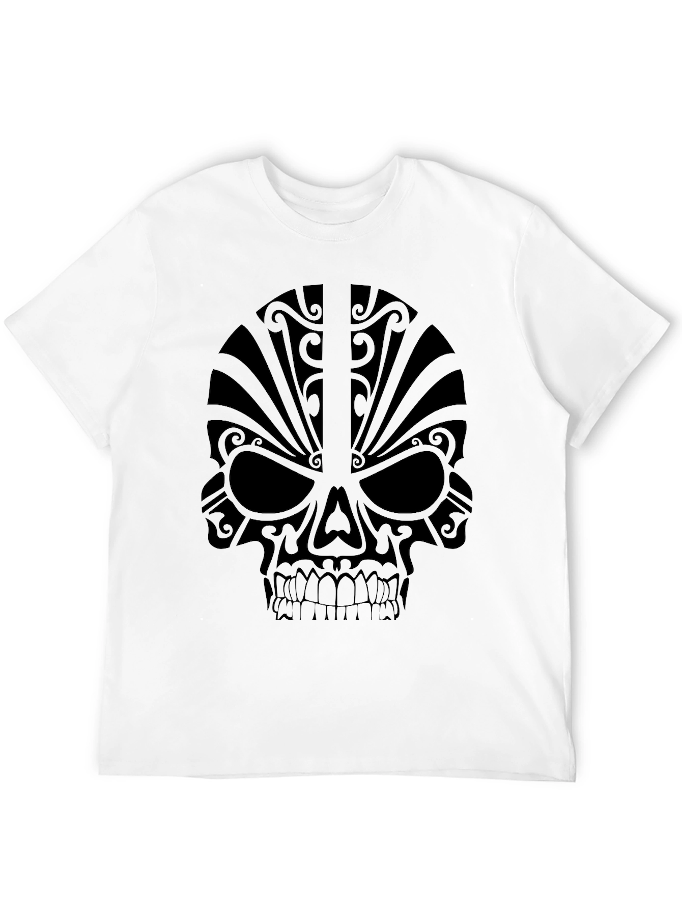 Camiseta Negra Calavera Tribal Hombre
