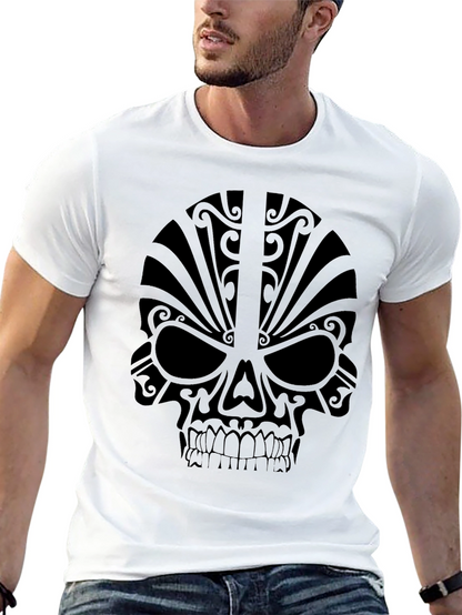 Camiseta Negra Calavera Tribal Hombre