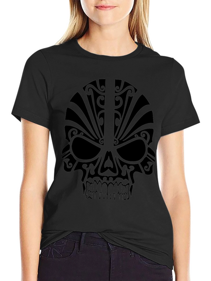 Camiseta Negra Calavera Tribal Hombre