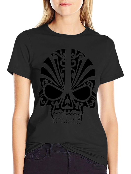 Camiseta Negra Calavera Tribal Hombre