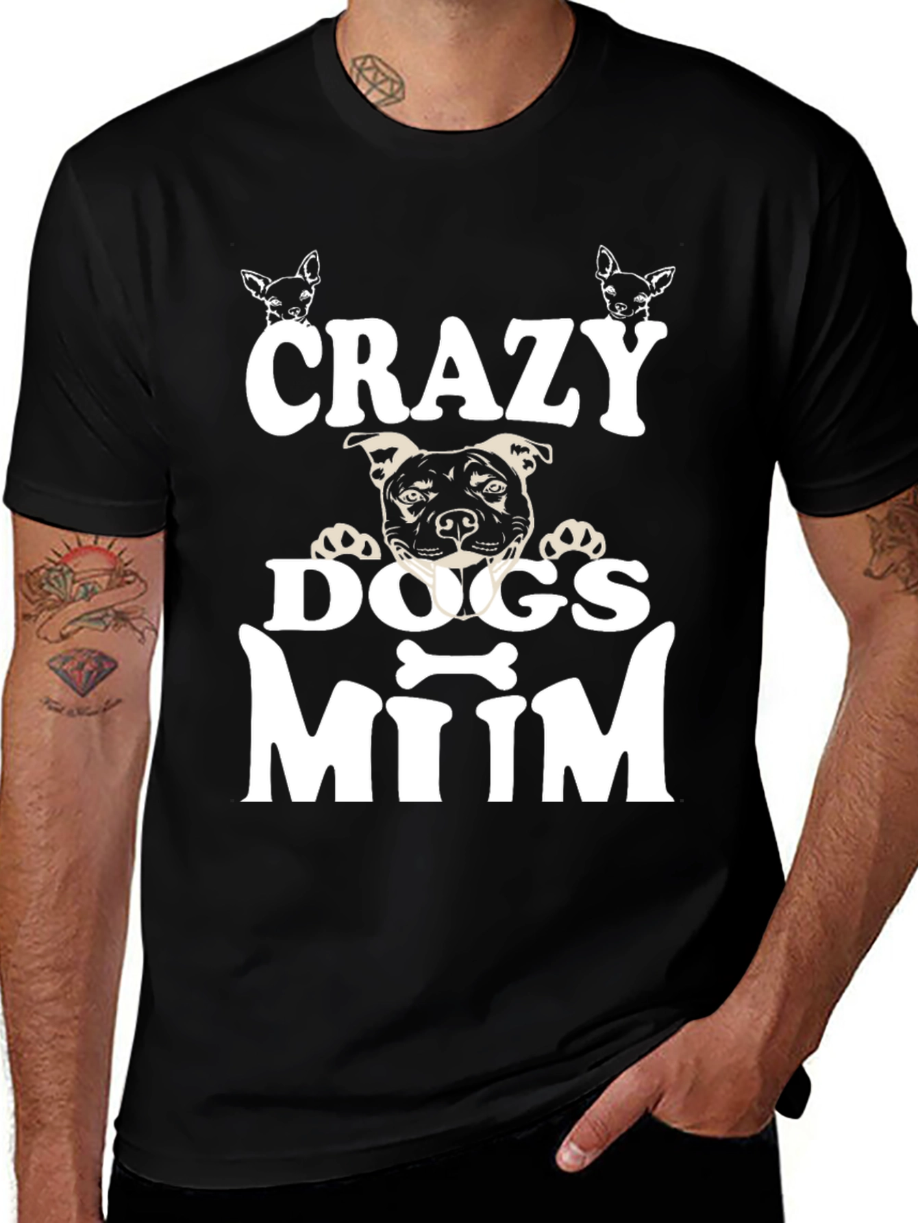 Camiseta Negra Crazy Dogs Mum