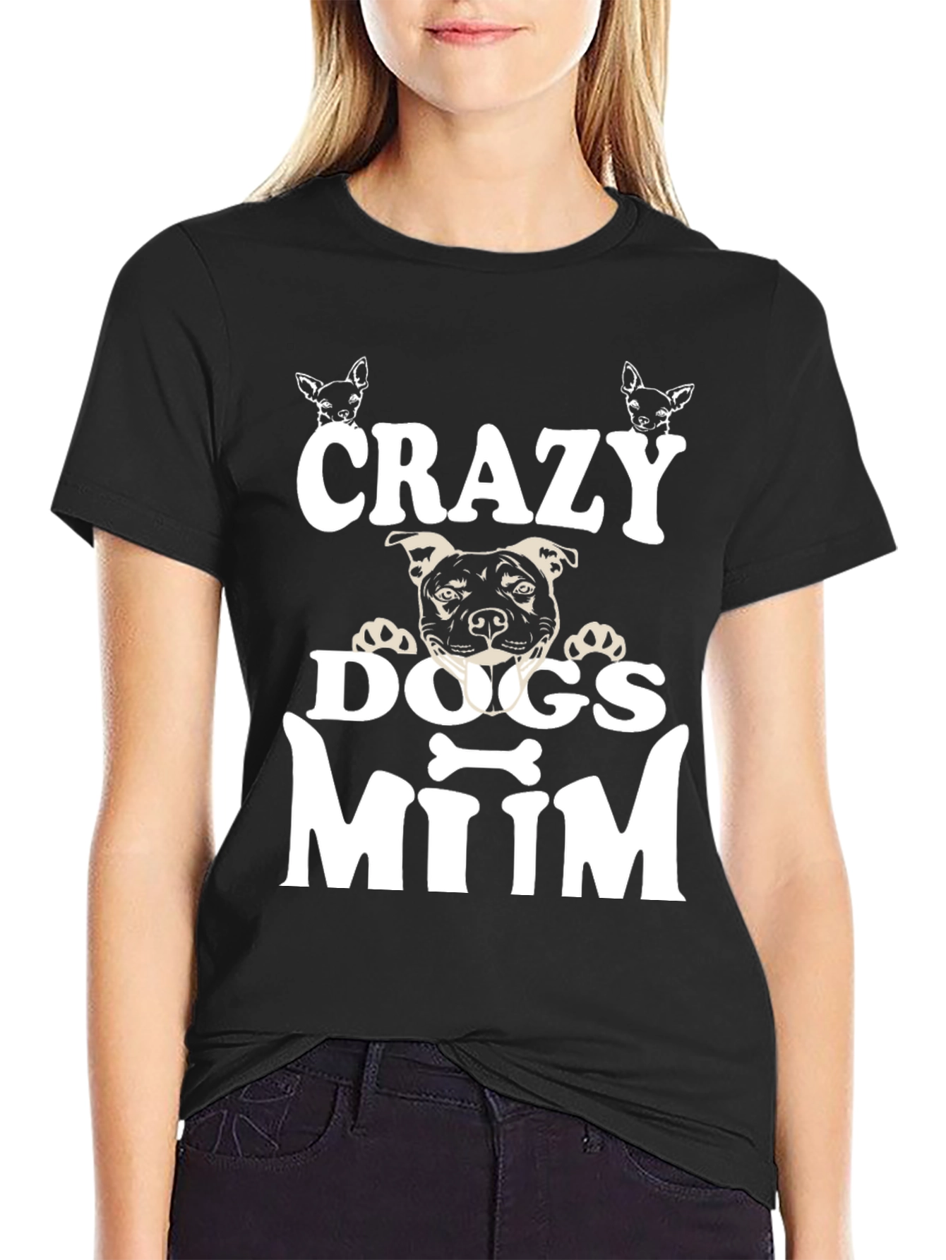 Camiseta Negra Crazy Dogs Mum