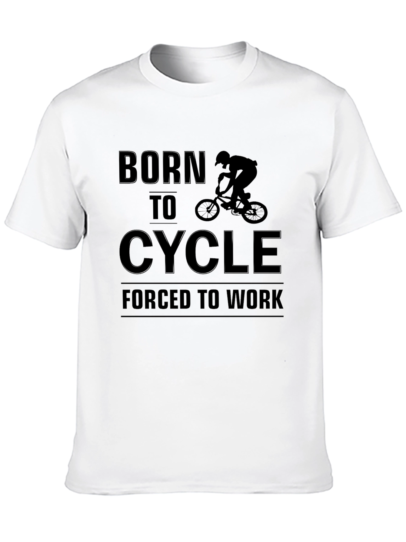 Camiseta Negra: Nacido para Ciclismo Forzado a Trabajar