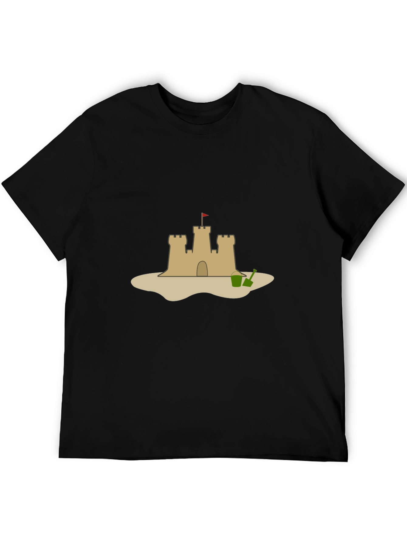 Camiseta Negra con Diseño de Castillo de Arena
