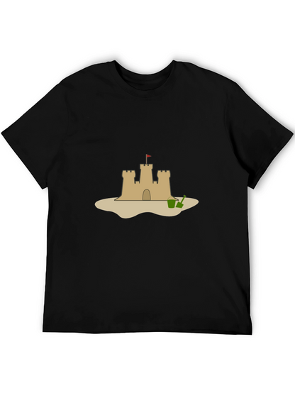 Camiseta Negra con Diseño de Castillo de Arena