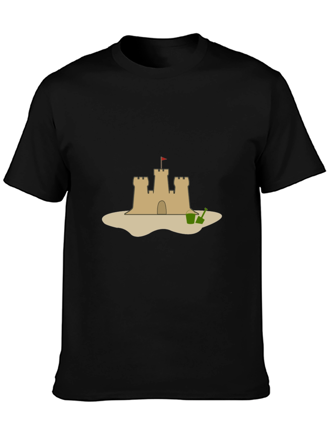 Camiseta Negra con Diseño de Castillo de Arena