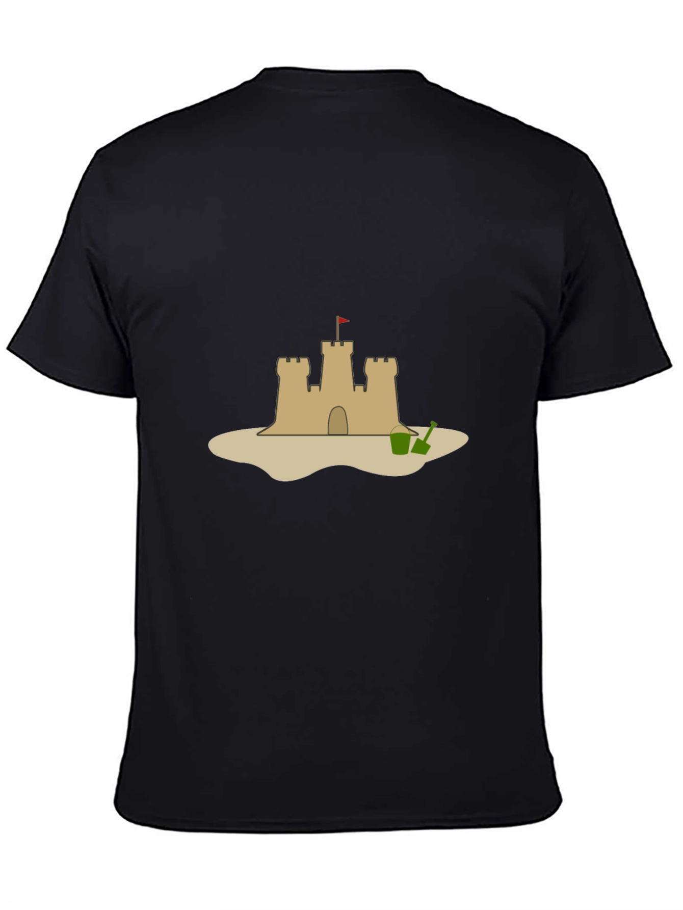 Camiseta Negra con Diseño de Castillo de Arena