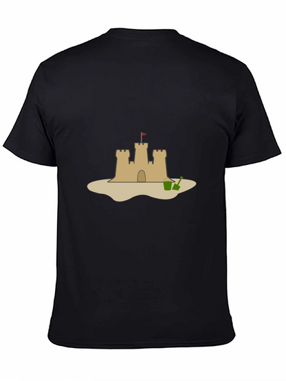 Camiseta Negra con Diseño de Castillo de Arena