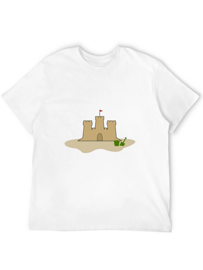 Camiseta Negra con Diseño de Castillo de Arena