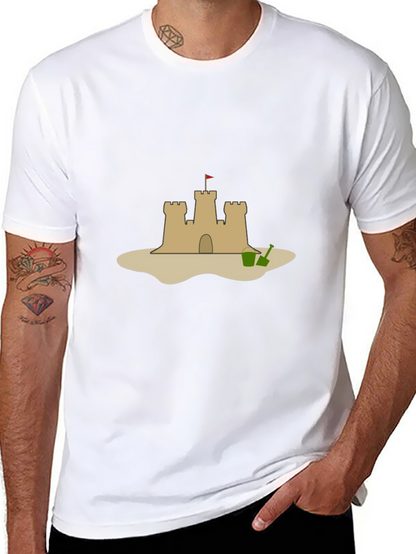 Camiseta Negra con Diseño de Castillo de Arena