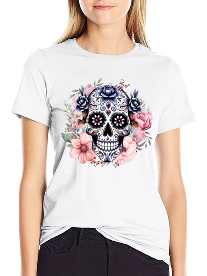 Camiseta Calavera de Azúcar con Flores