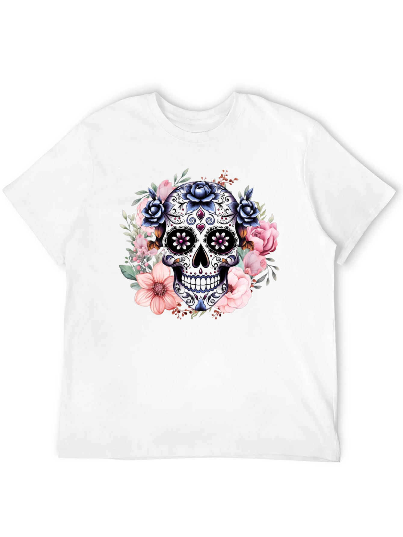 Camiseta Calavera de Azúcar con Flores