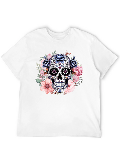 Camiseta Calavera de Azúcar con Flores