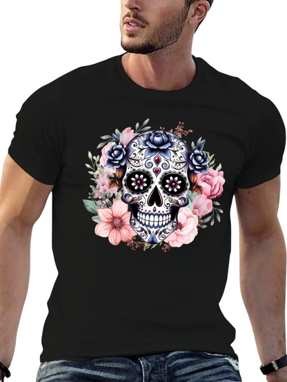 Camiseta Calavera de Azúcar con Flores