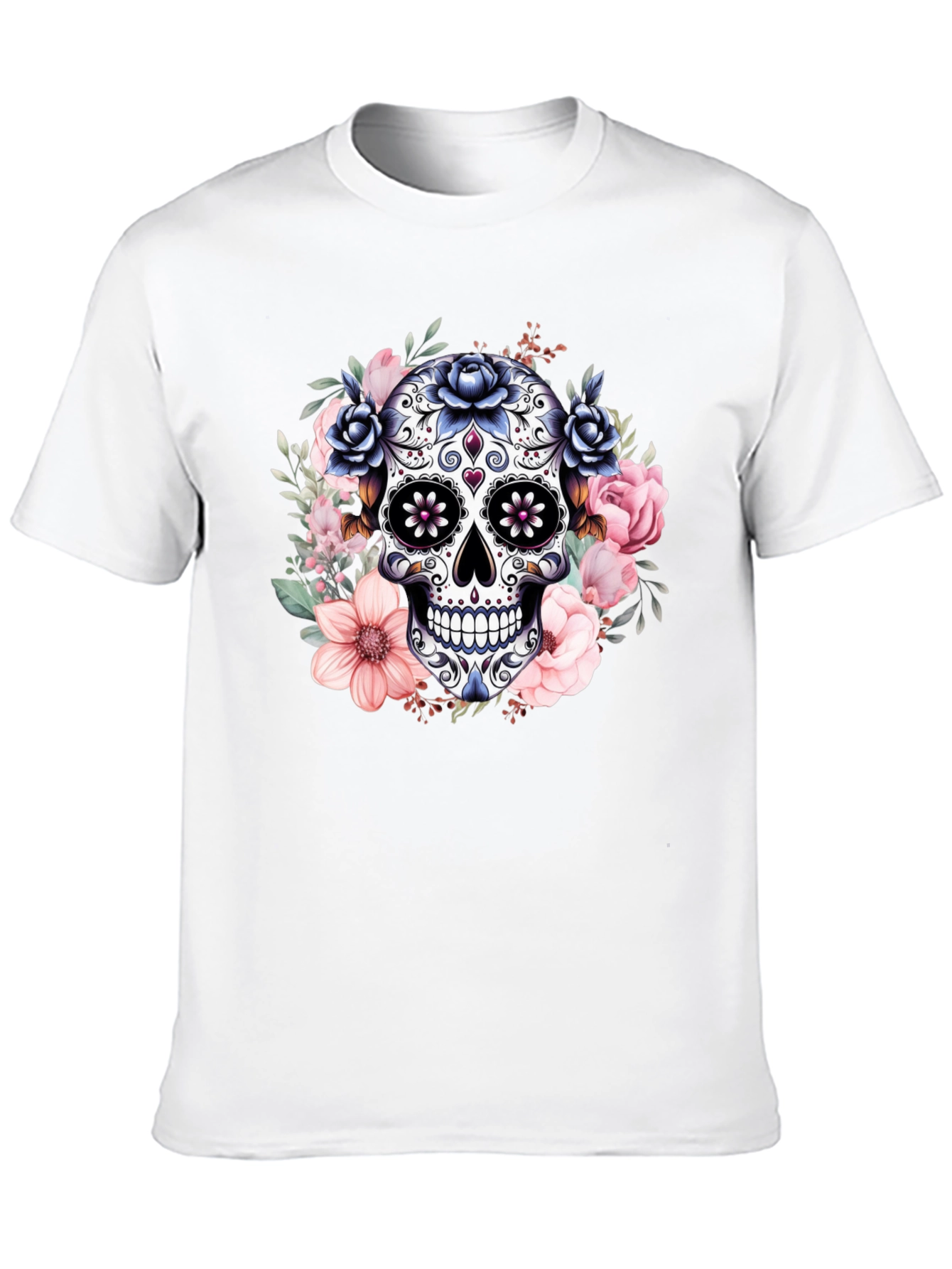 Camiseta Calavera de Azúcar con Flores