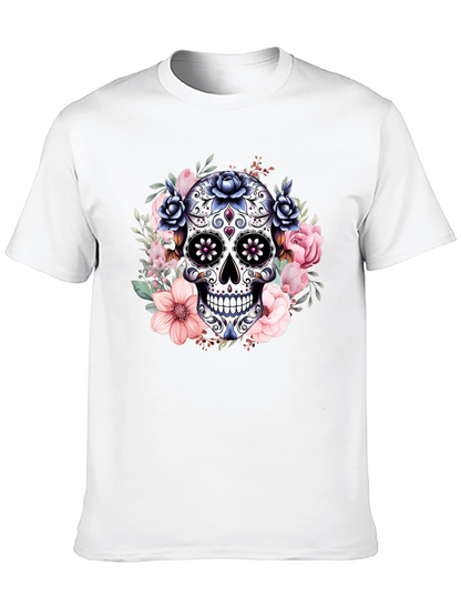 Camiseta Calavera de Azúcar con Flores