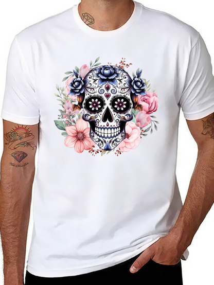 Camiseta Calavera de Azúcar con Flores