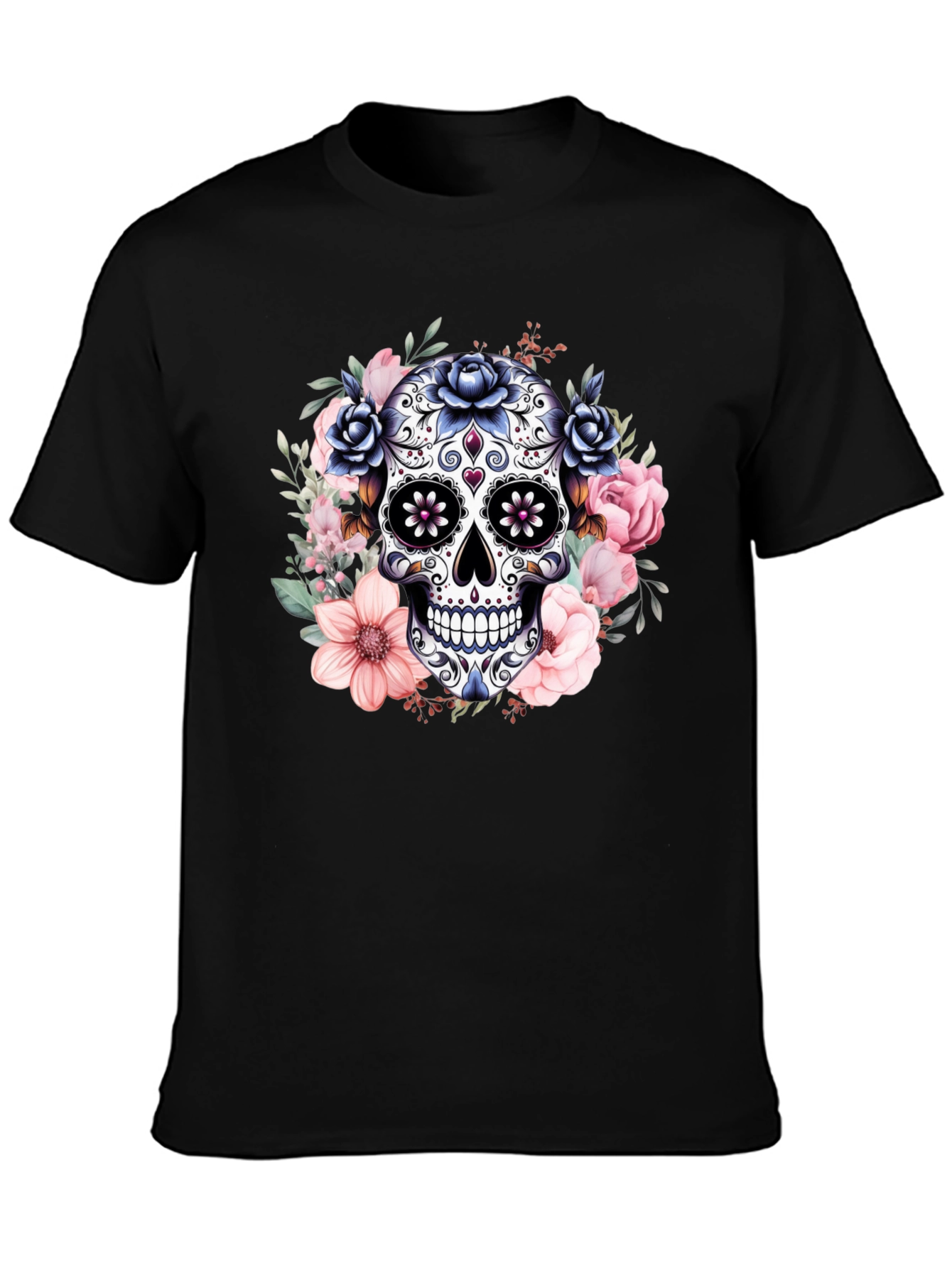 Camiseta Calavera de Azúcar con Flores