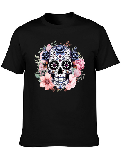 Camiseta Calavera de Azúcar con Flores