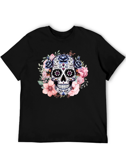 Camiseta Calavera de Azúcar con Flores