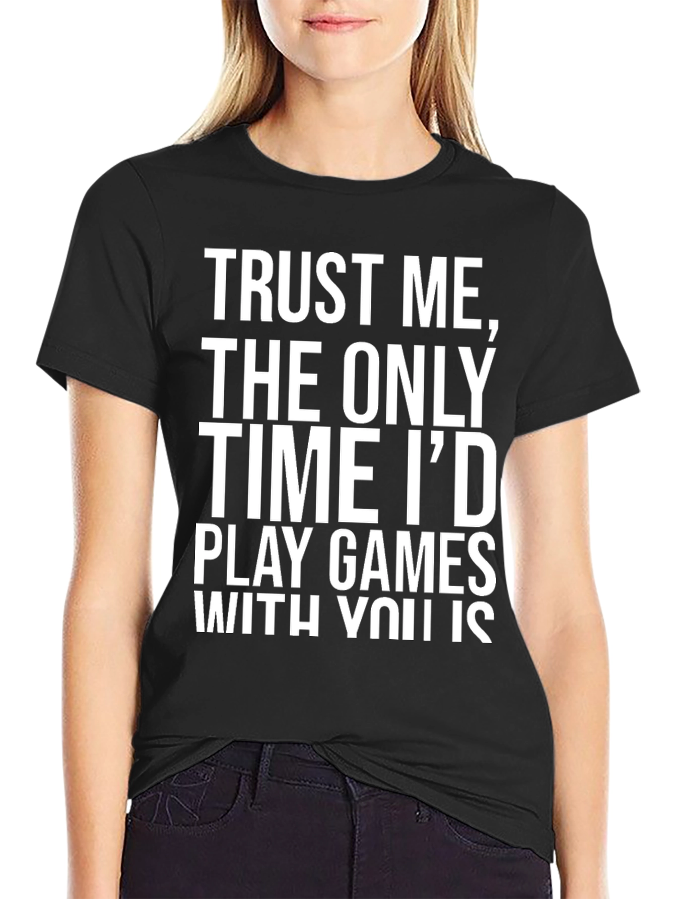 Camiseta Negra con Mensaje Romántico de Juego