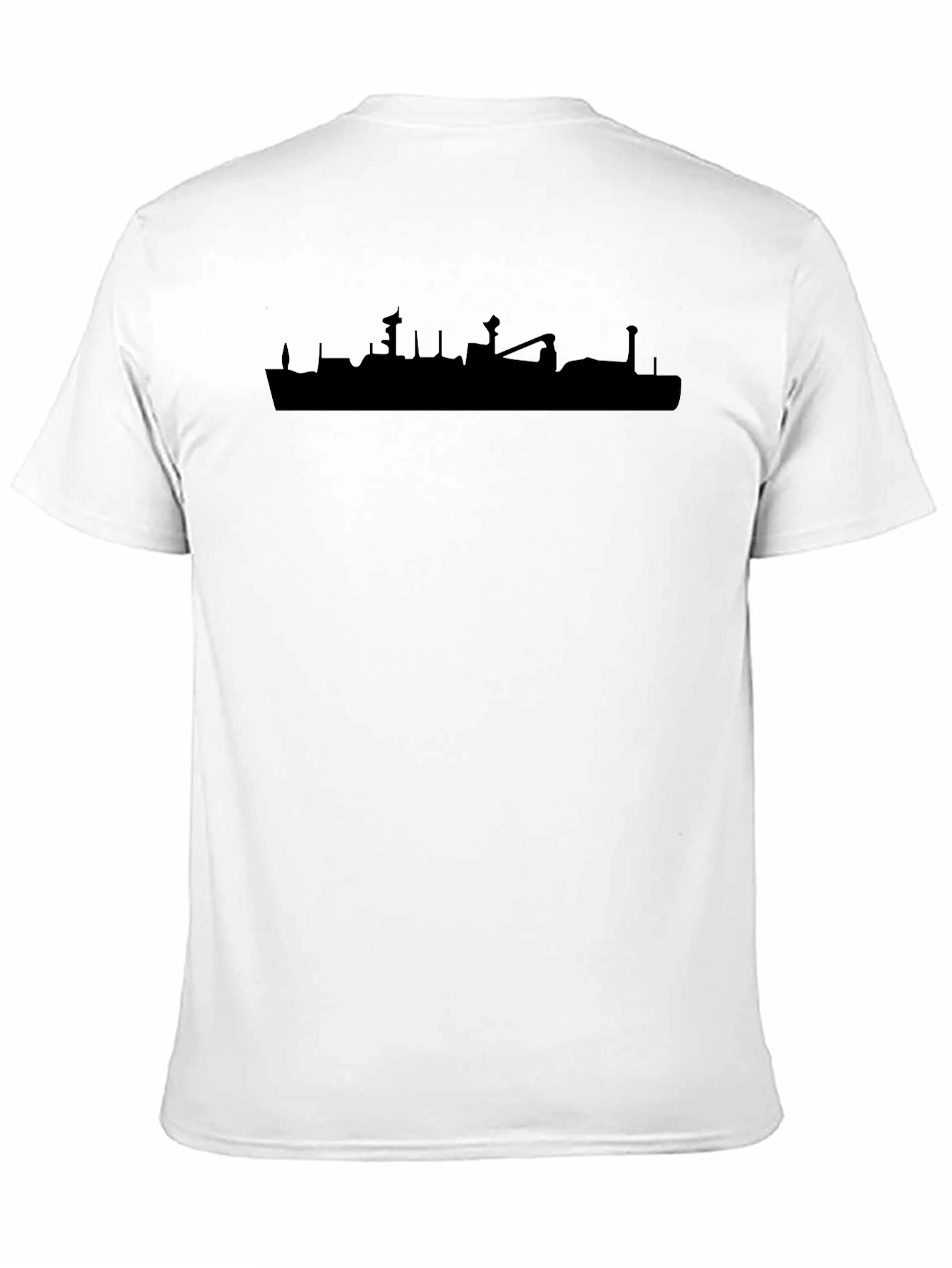 Camiseta Negra Silueta Barco Urbana Casual