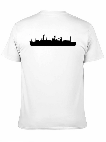 Camiseta Negra Silueta Barco Urbana Casual