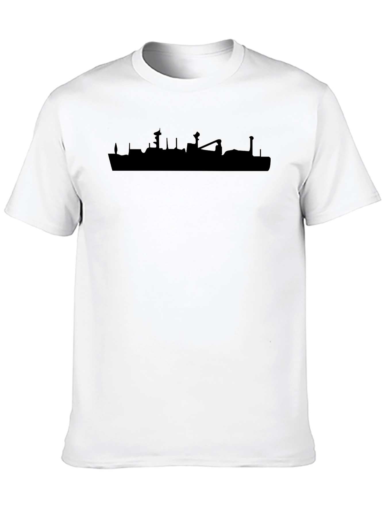 Camiseta Negra Silueta Barco Urbana Casual