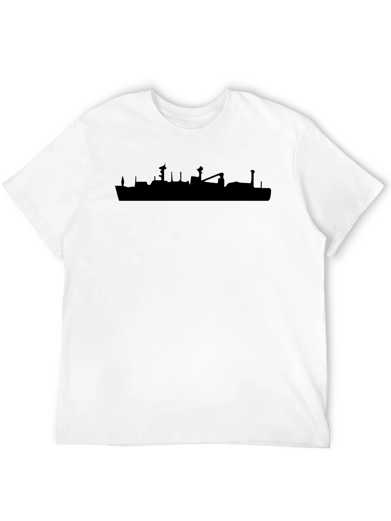 Camiseta Negra Silueta Barco Urbana Casual