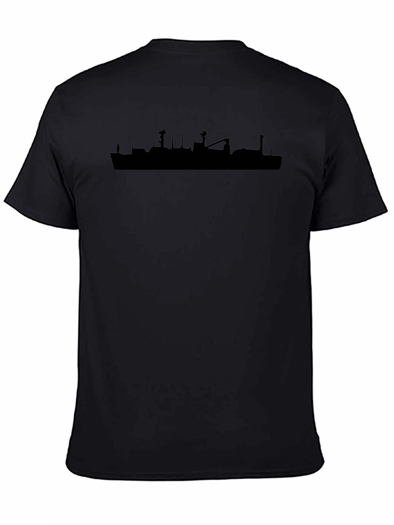 Camiseta Negra Silueta Barco Urbana Casual