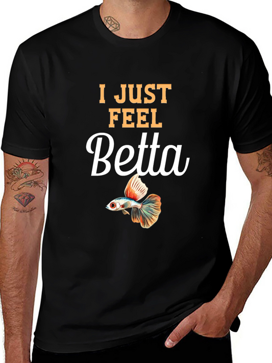 Camiseta Negra I Just Feel Betta con Diseño de Pez