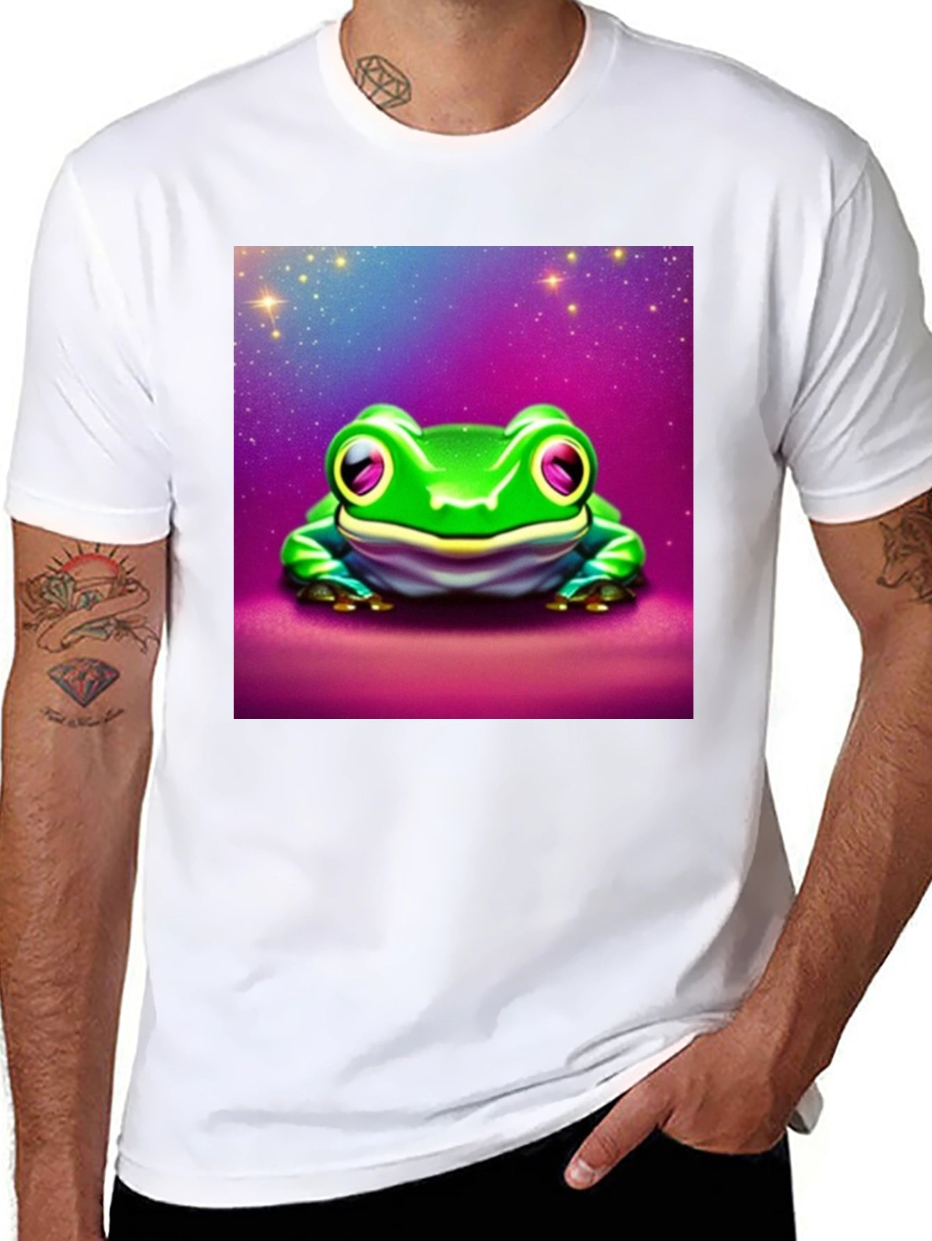 Camiseta Negra con Rana Espacial