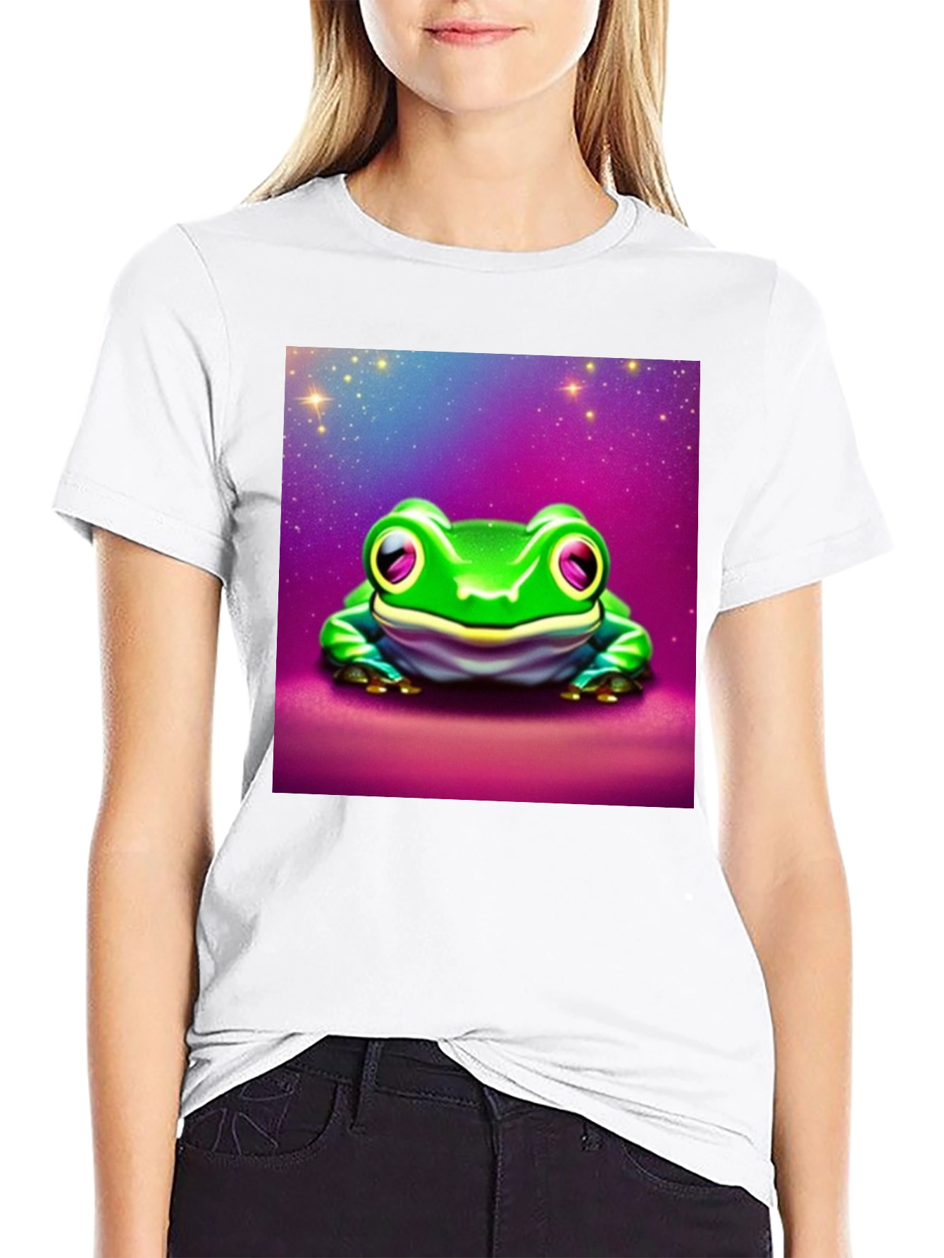 Camiseta Negra con Rana Espacial