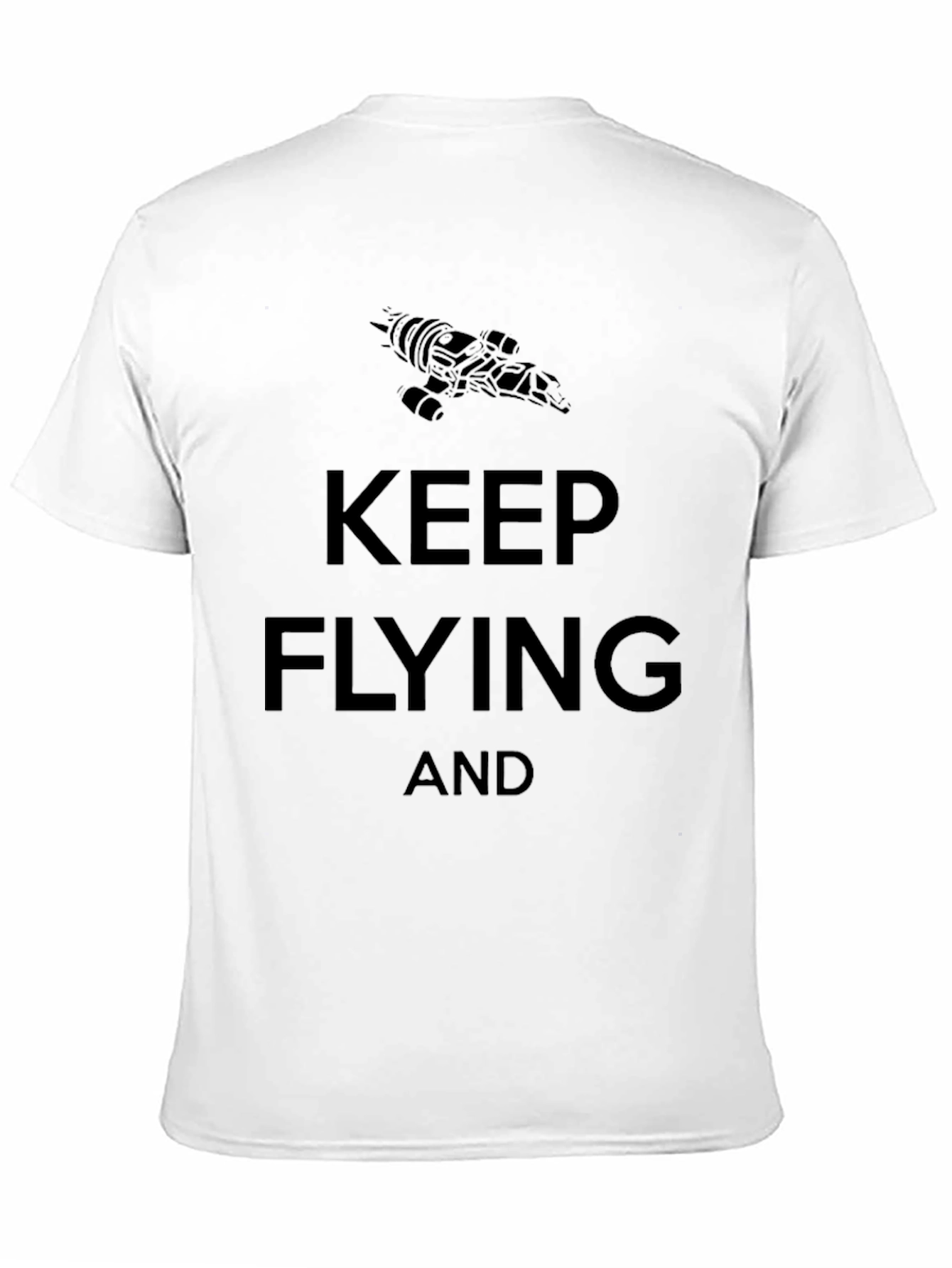 Camiseta Negra Keep Flying con Nave Espacial