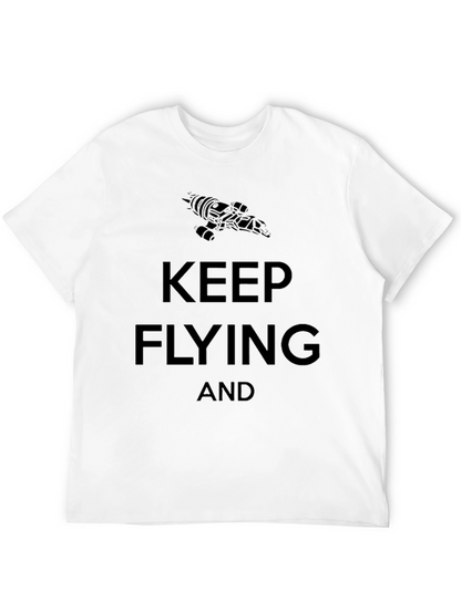 Camiseta Negra Keep Flying con Nave Espacial