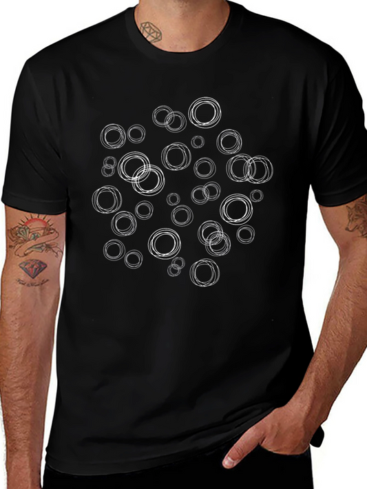 Camiseta Negra Hombre con Círculos Abstractos