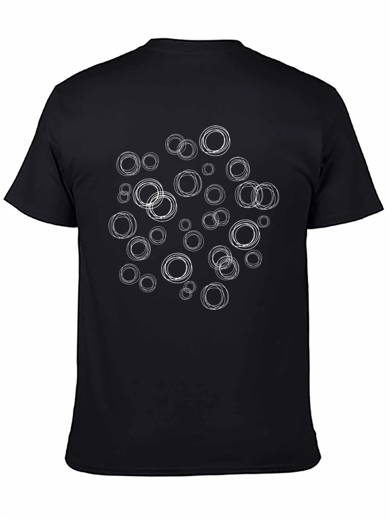Camiseta Negra Hombre con Círculos Abstractos