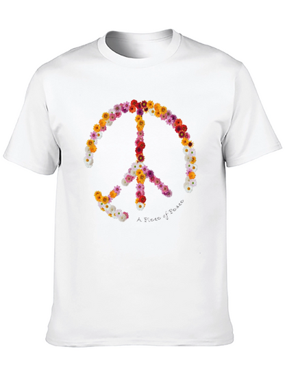 Camiseta Negra con Símbolo de la Paz Floral