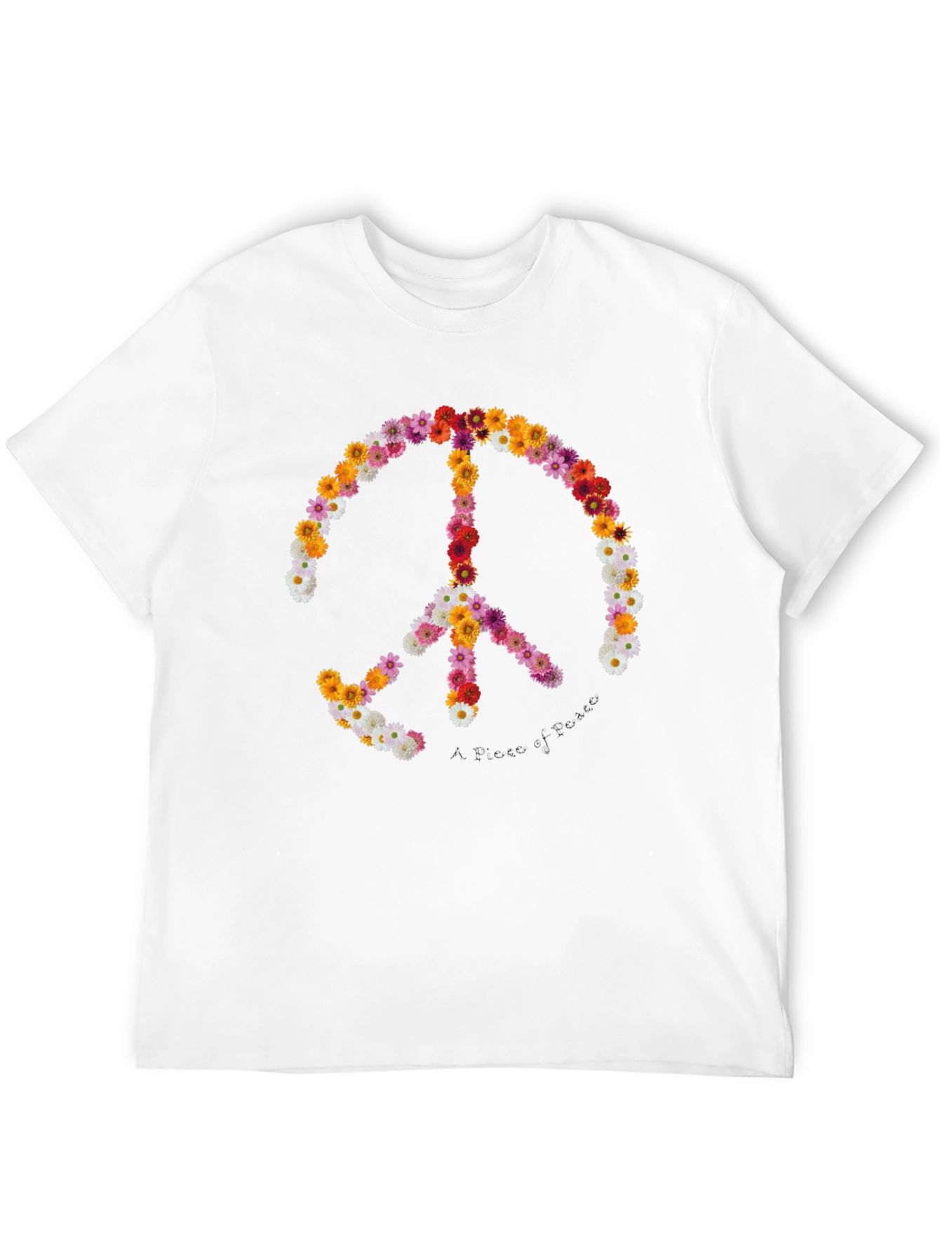 Camiseta Negra con Símbolo de la Paz Floral