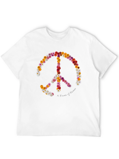 Camiseta Negra con Símbolo de la Paz Floral