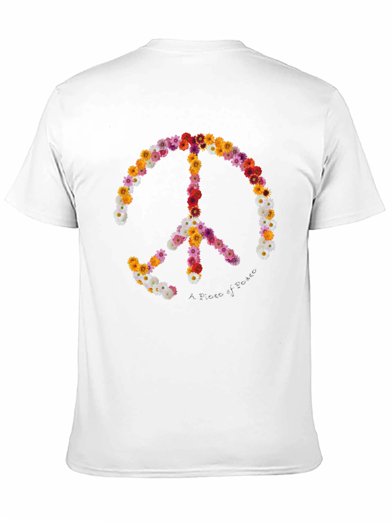 Camiseta Negra con Símbolo de la Paz Floral