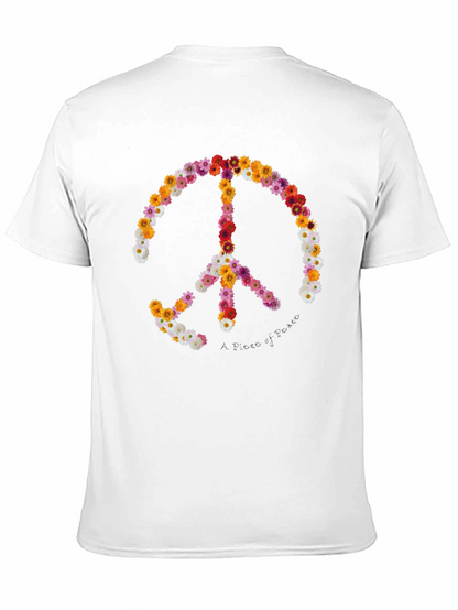 Camiseta Negra con Símbolo de la Paz Floral